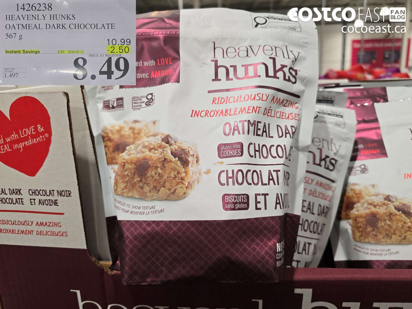 1426238 HEAVENLY HUNKS OATMEAL DARK CHOCOLATE 567 g ($2.50 INSTANT SAVINGS EXPIRES ON 2026-02-15) $8.49