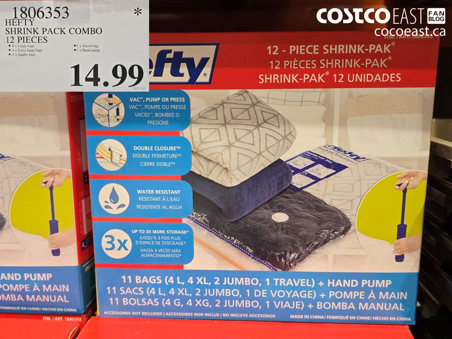 18063353 HEFTY SHRINK PACK COMBO 12 PIECES $14.99