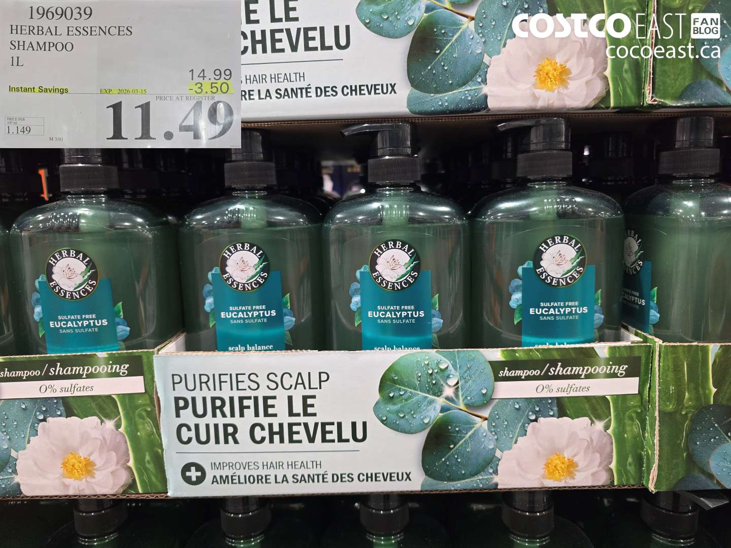 1969039 HERBAL ESSENCES SHAMPOO 1L ($3.50 INSTANT SAVINGS EXPIRES ON 2026-03-15) $11.49