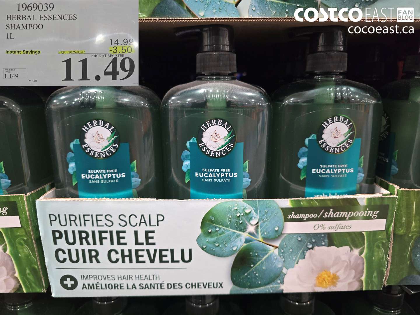 1969039 HERBAL ESSENCES SHAMPOO 1L ($3.50 INSTANT SAVINGS EXPIRES ON 2026-03-15) $11.49