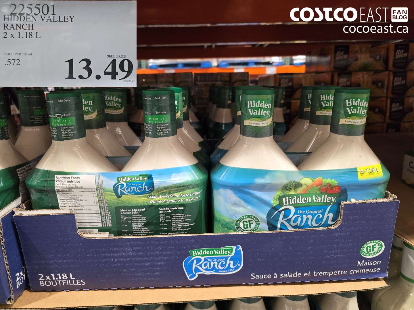 225501 HIDDEN VALLEY RANCH 2 X 1.18 L $13.49