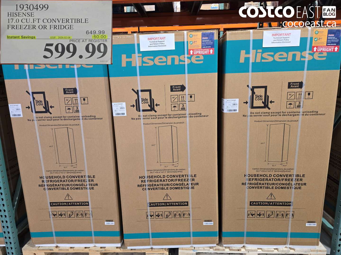 1930499 HISENSE 17.0 CU.FT CONVERTIBLE FREEZER OR FRIDGE ($50.00 INSTANT SAVINGS EXPIRES ON 2026-02-08) $599.99