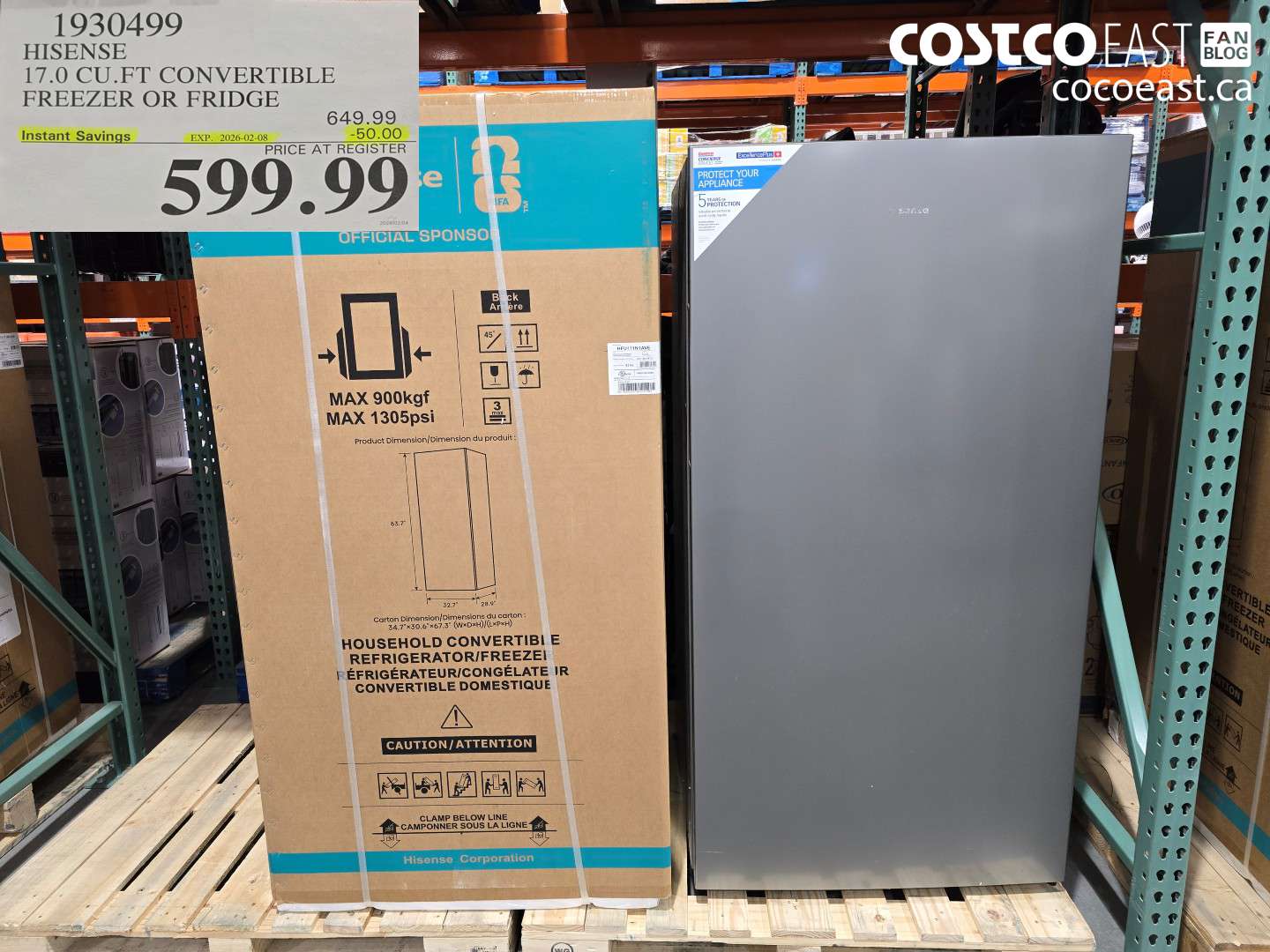 1930499 HISENSE 17.0 CU.FT CONVERTIBLE FREEZER OR FRIDGE ($50.00 INSTANT SAVINGS EXPIRES ON 2026-02-08) $599.99