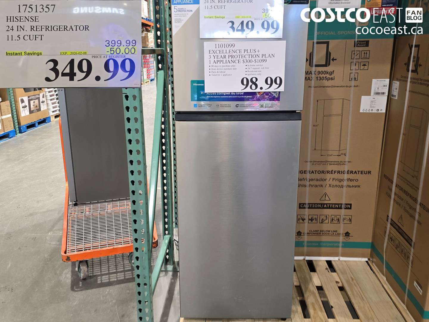 1751357 HISENSE 24 IN. REFRIGERATOR 11.5 cu.ft ($50.00 INSTANT SAVINGS EXPIRES ON 2026-02-08) $349.99