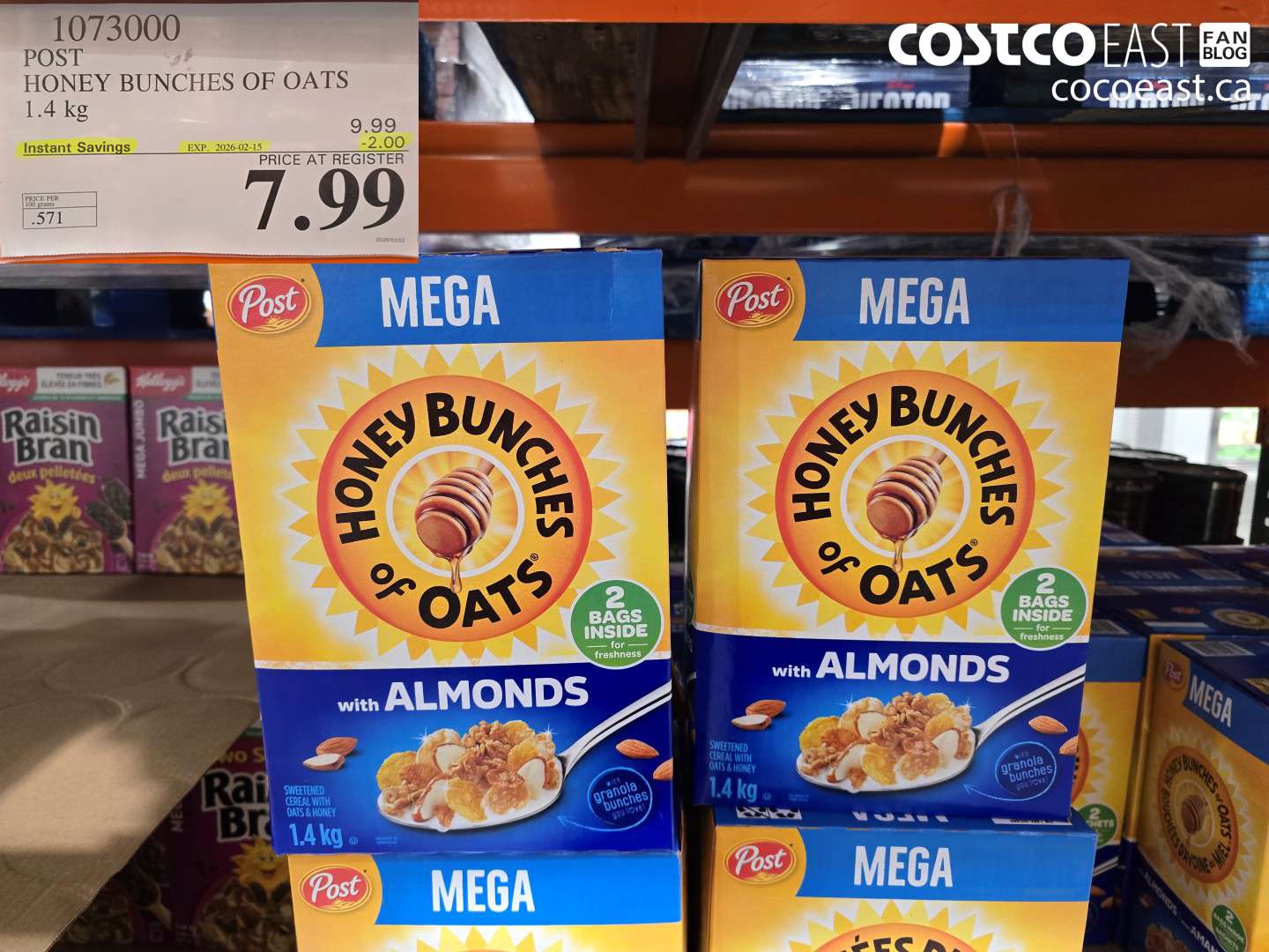 1073000 HONEY BUNCHES OF OATS 1.4 kg ($2.00 INSTANT SAVINGS EXPIRES ON 2026-02-15) $7.99