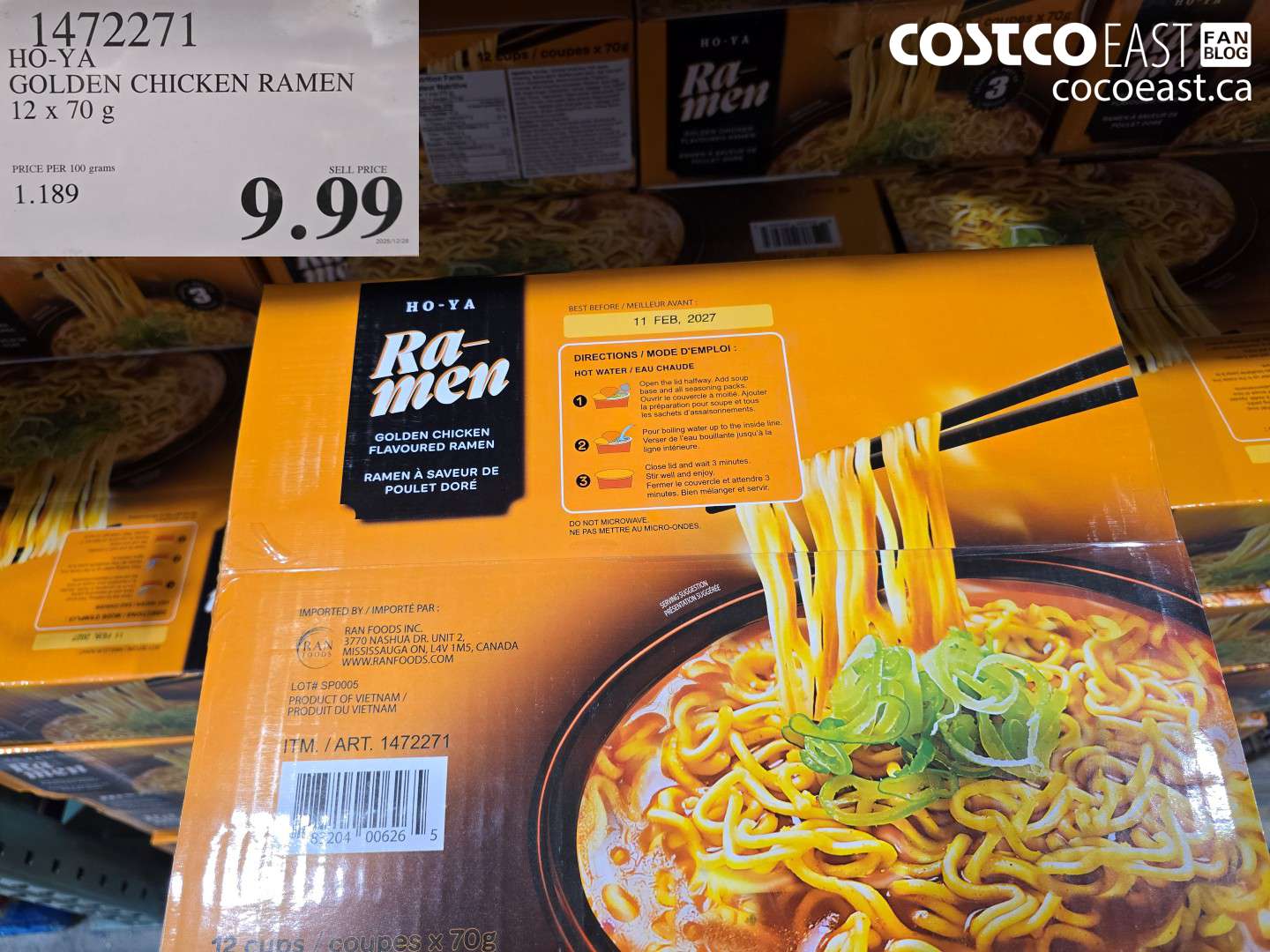 1472271 HO-YA GOLDEN CHICKEN RAMEN 12 x 70G $9.99