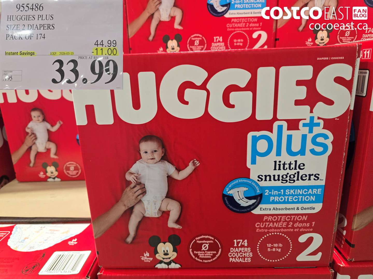 955486 HUGGIES PLUS SIZE 2 DIAPERS PACK OF 174 ($11.00 INSTANT SAVINGS EXPIRES ON 2026-03-15) $33.99
