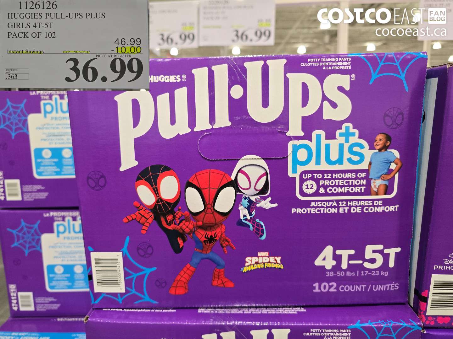 1126126 HUGGIES PULL-UPS PLUS GIRLS 4T-5T PACK OF 102 ($10.00 INSTANT SAVINGS EXPIRES ON 2026-03-15) $36.99