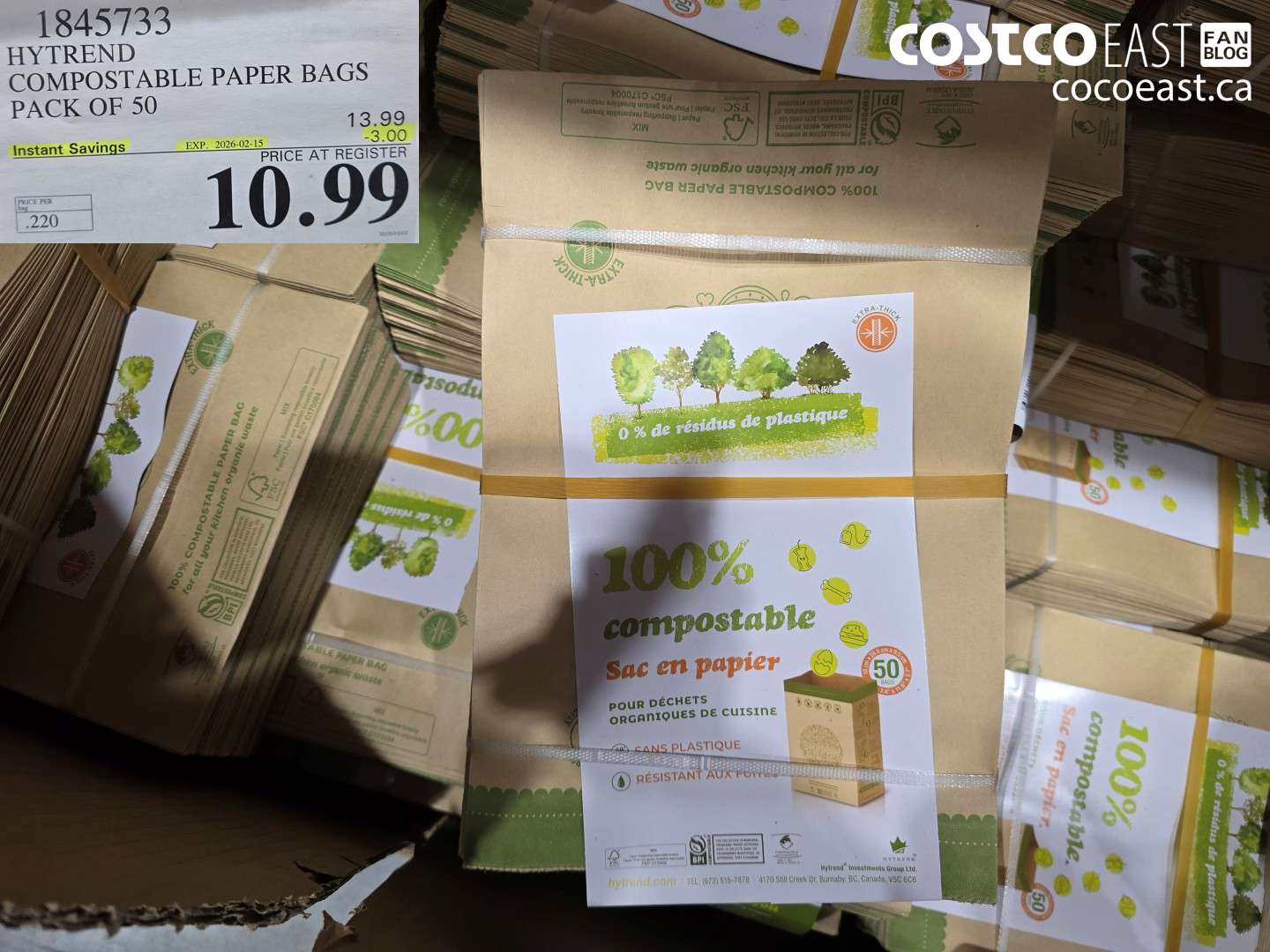 1845733 HYTREND COMPOSTABLE PAPER BAGS PACK OF 50 ($3.00 INSTANT SAVINGS EXPIRES ON 2026-02-15) $10.99