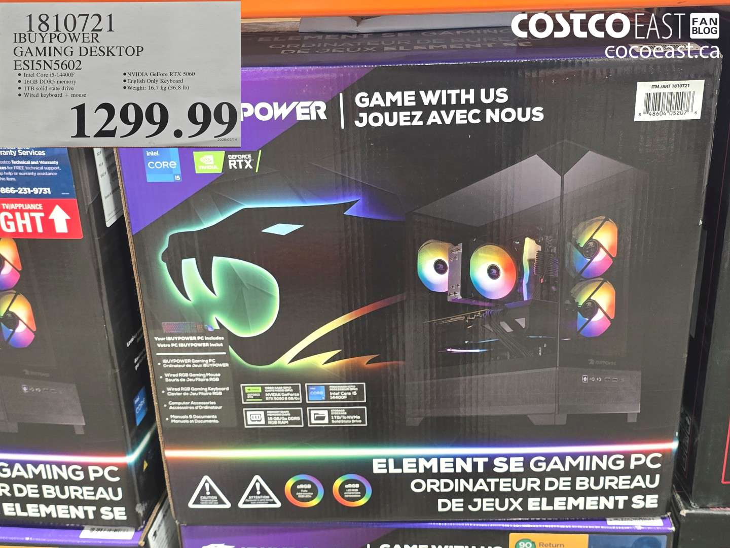 1810721 IBUYPOWER GAMING DESKTOP ES15N5602 $1299.99