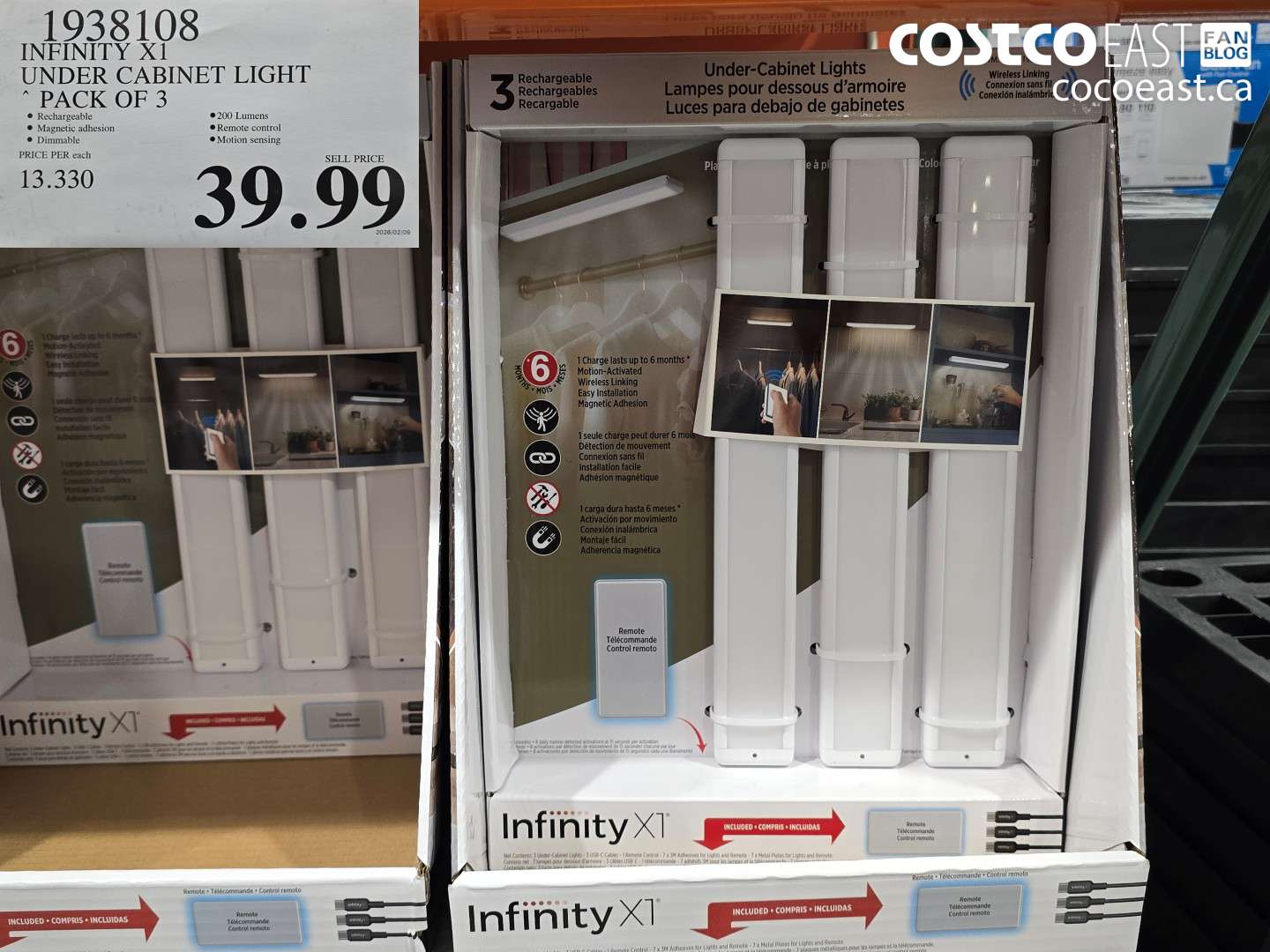 1938108 INFINITY X1 UNDER CABINET LIGHT PACK OF 3 $39.99