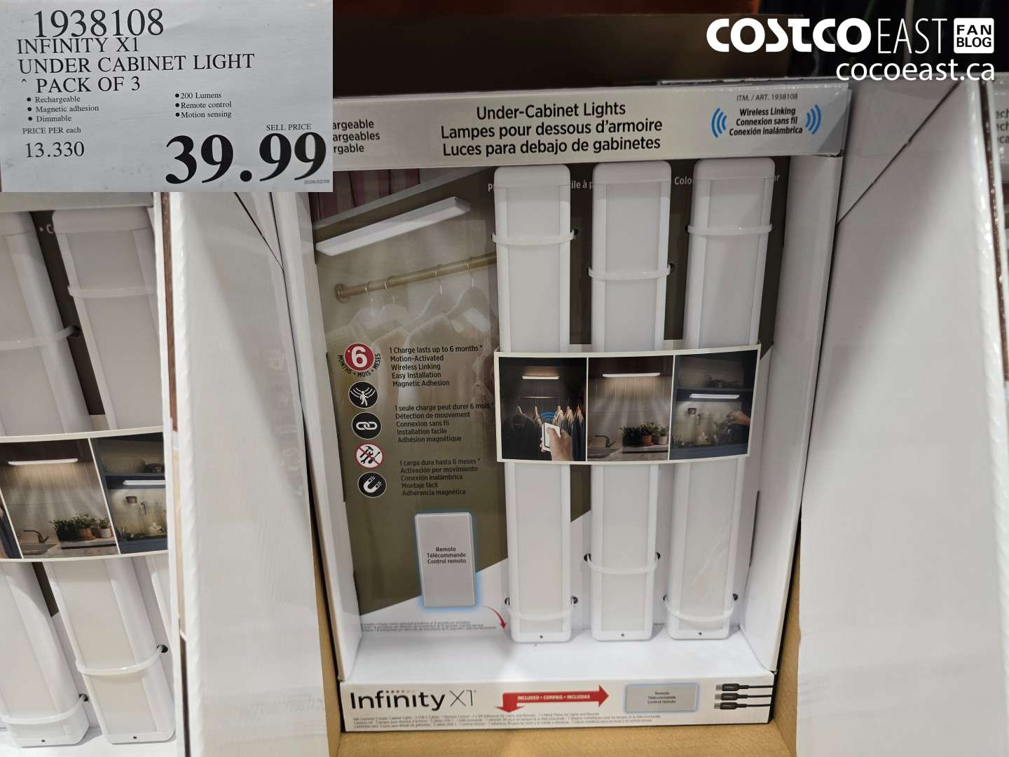 1938108 INFINITY X1 UNDER CABINET LIGHT PACK OF 3 $39.99