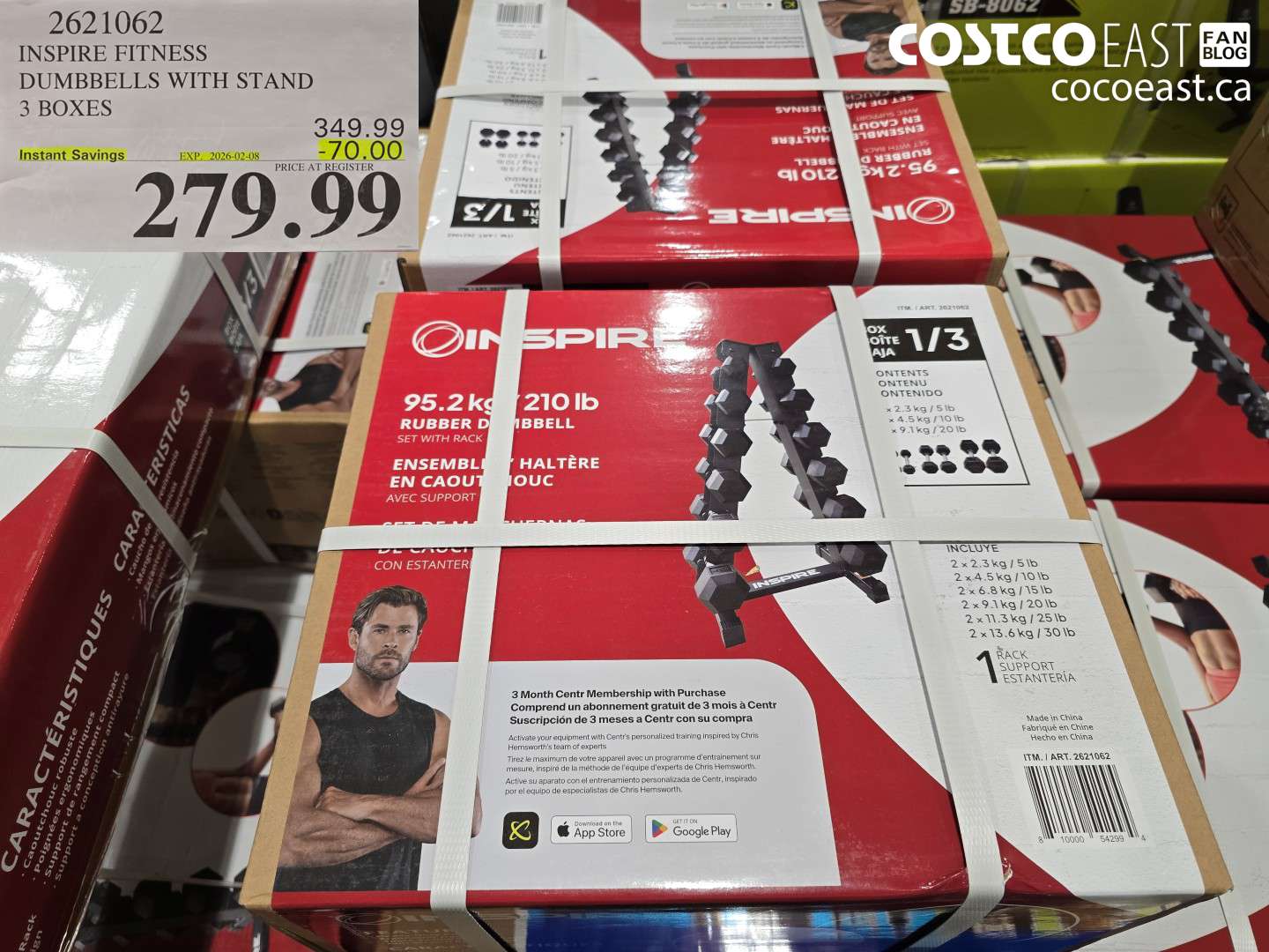 2621062 INSPIRE FITNESS DUMBBELLS WITH STAND 3 BOXES ($70.00 INSTANT SAVINGS EXPIRES ON 2026-02-08) $279.99