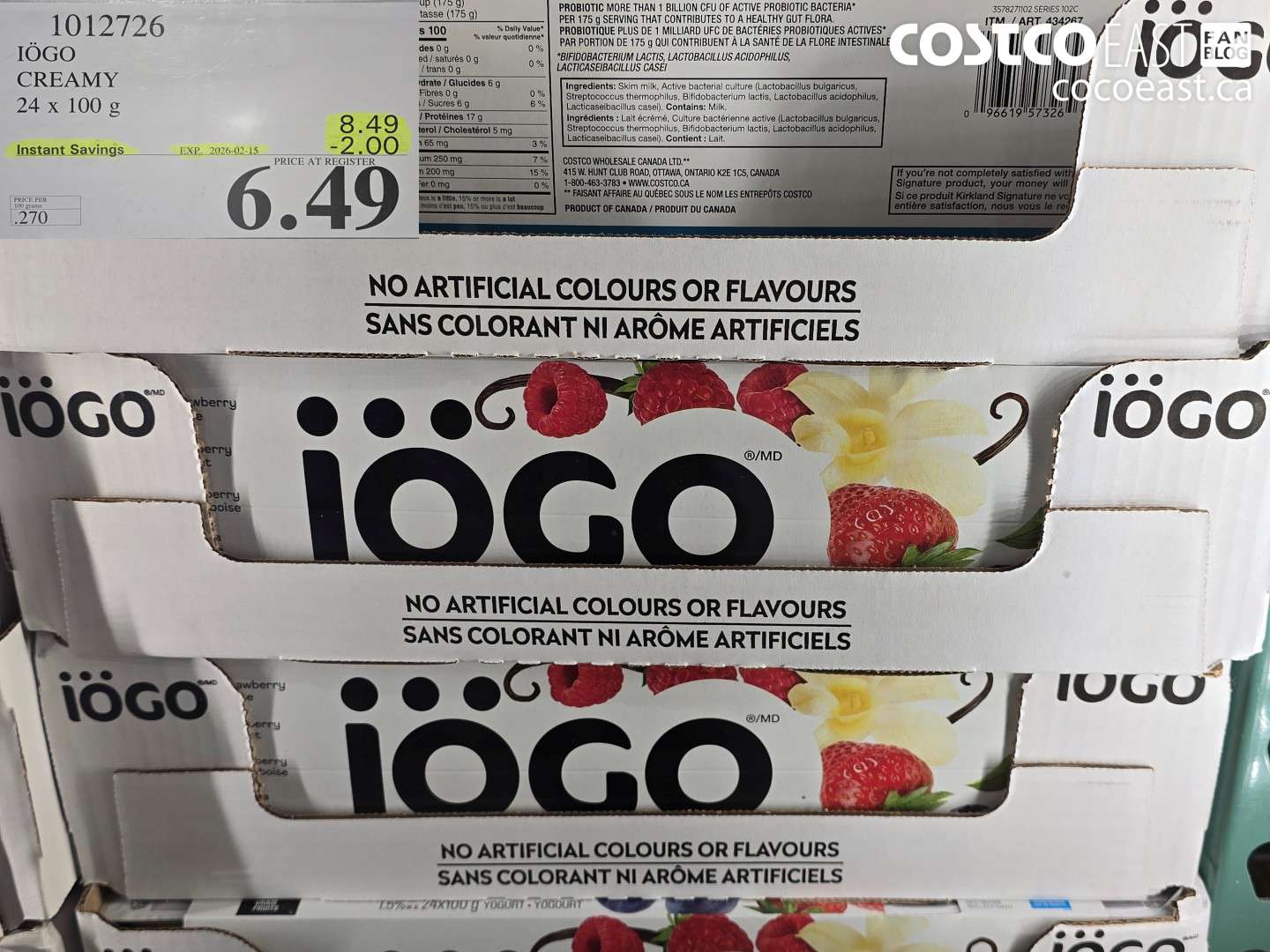 1012726 IÖGO CREAMY 24 x 100 g ($2.00 INSTANT SAVINGS EXPIRES ON 2026-02-15) $6.49