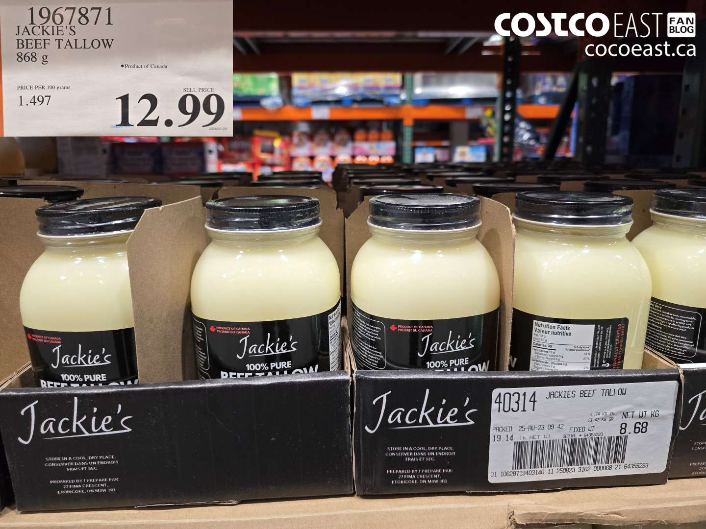 1967871 JACKIE'S BEEF TALLOW 868 G $12.99