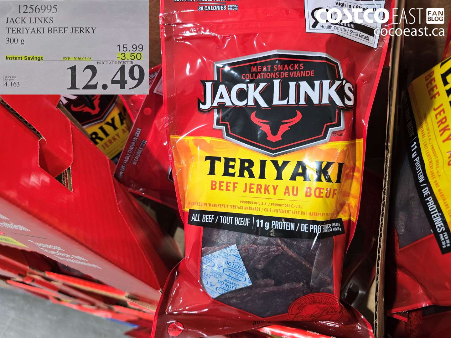 1256995 JACK LINKS TERIYAKI BEEF JERKY 300G ($3.50 INSTANT SAVINGS EXPIRES ON 2026-02-08) $12.49