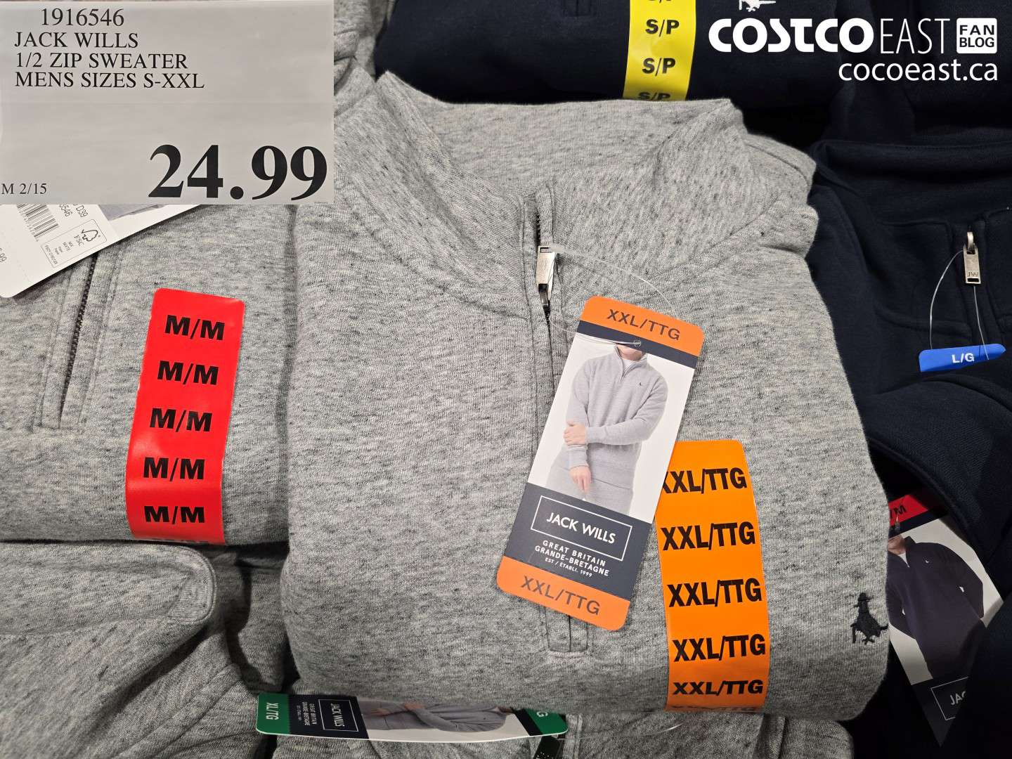 1916546 JACK WILLS 1/2 ZIP SWEATER MENS SIZES S-XXL $24.99