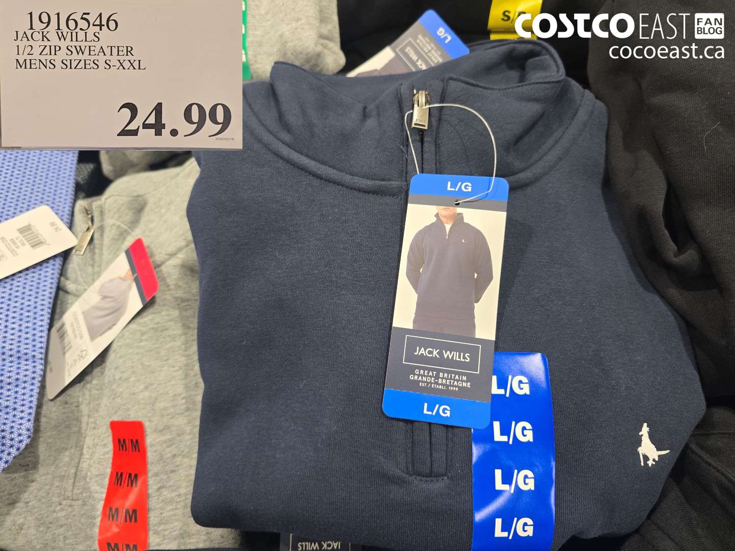 1916546 JACK WILLS 1/2 ZIP SWEATER MENS SIZES S-XXL $24.99