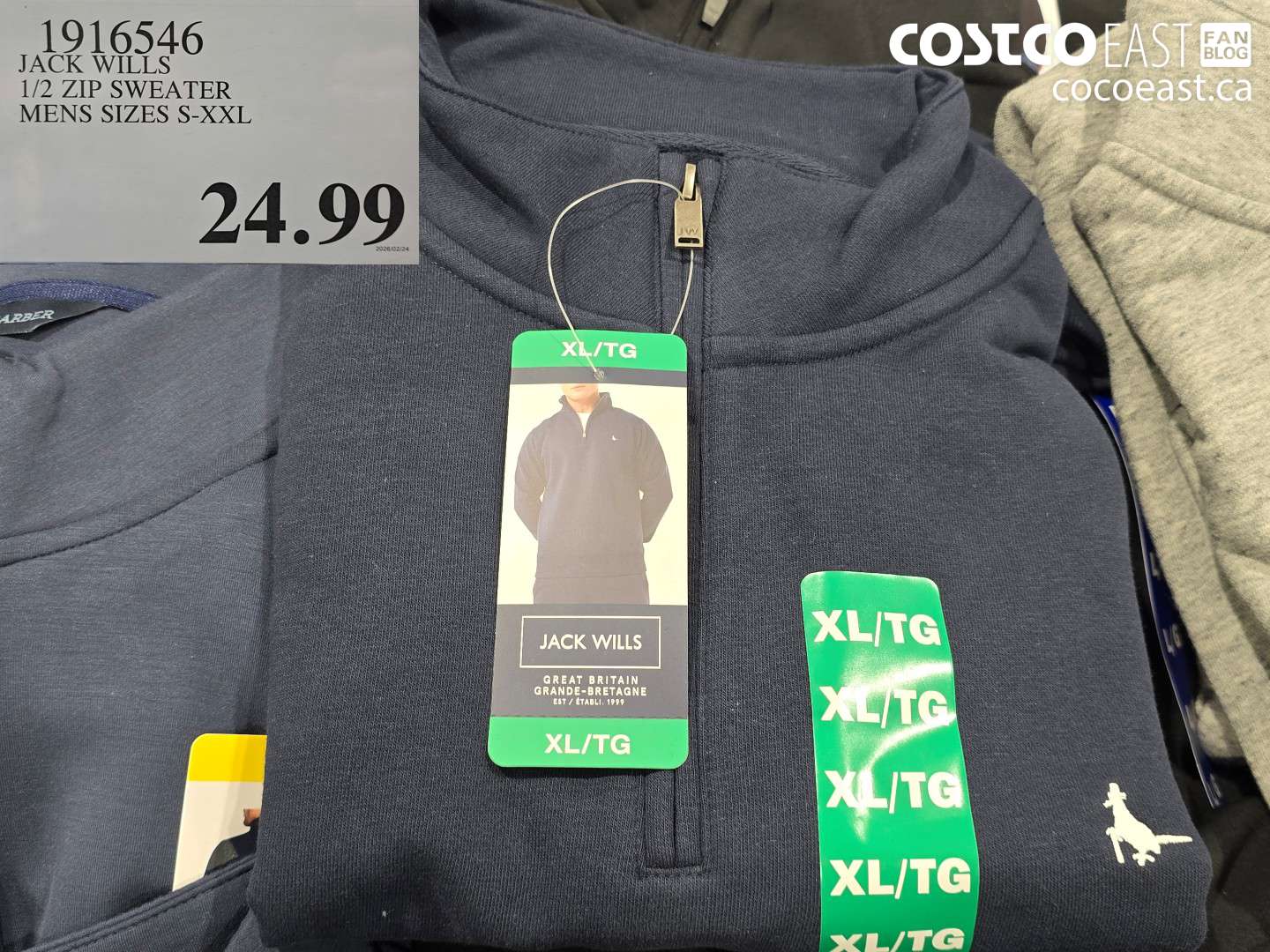 1916546 JACK WILLS 1/2 ZIP SWEATER MENS SIZES S-XXL $24.99