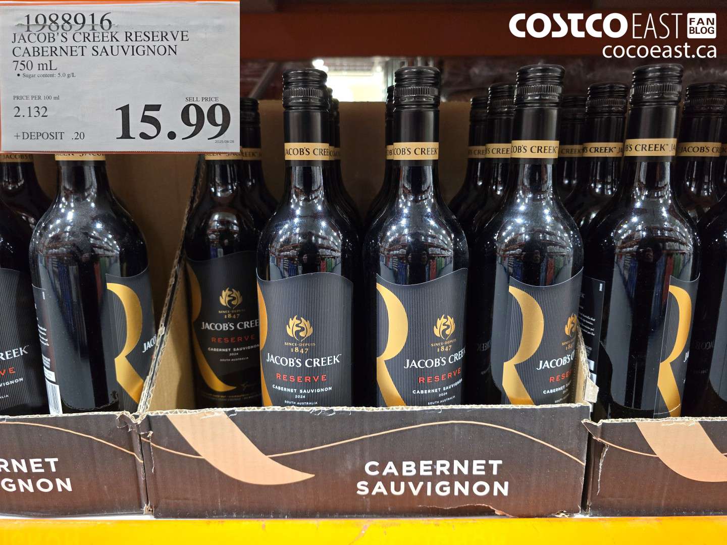 1988916 JACOB'S CREEK RESERVE CABERNET SAUVIGNON 750 ml $15.99