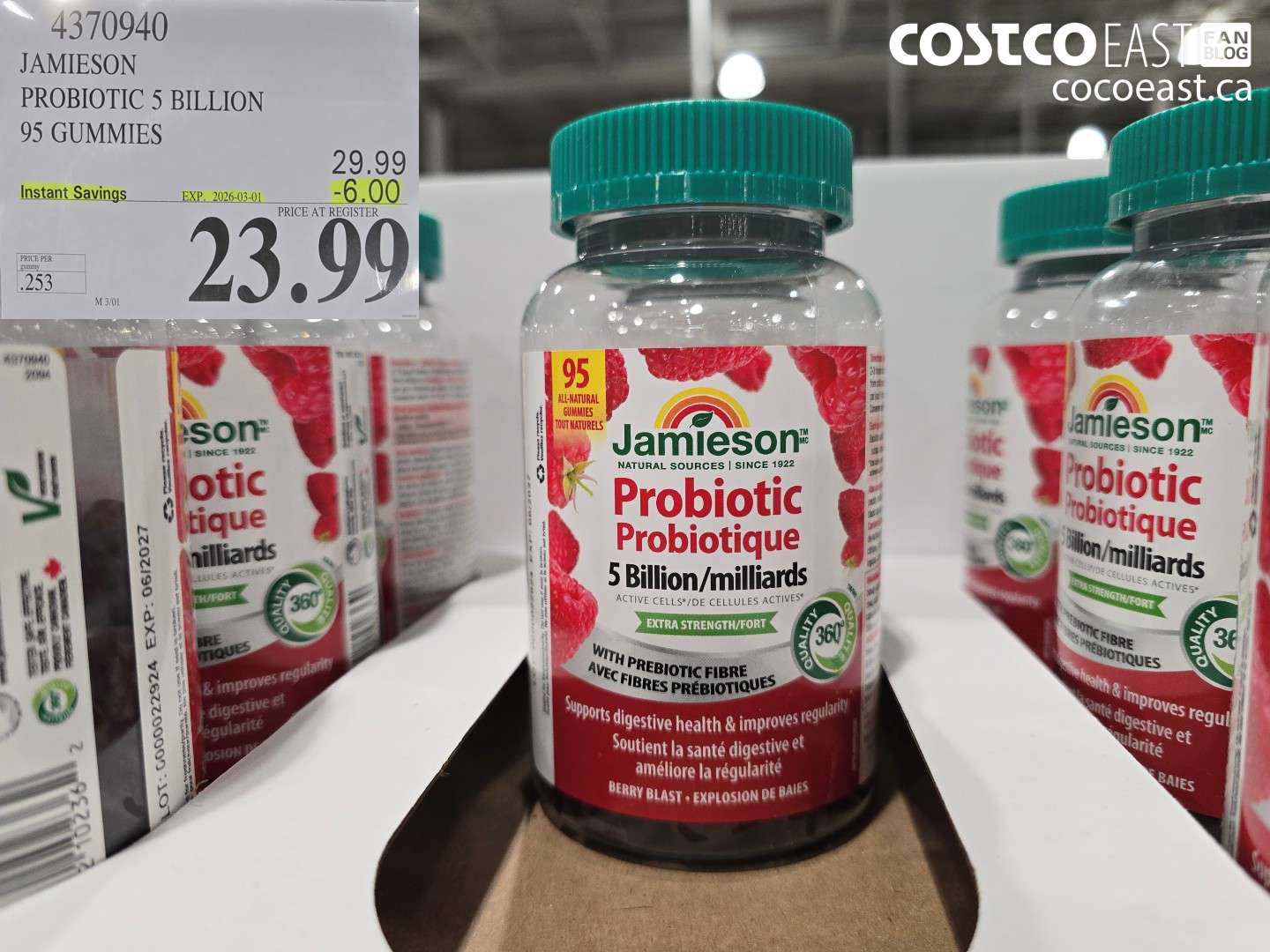 4370940 JAMIESON PROBIOTIC 5 BILLION 95 GUMMIES ($6.00 INSTANT SAVINGS EXPIRES ON 2026-03-01) $23.99