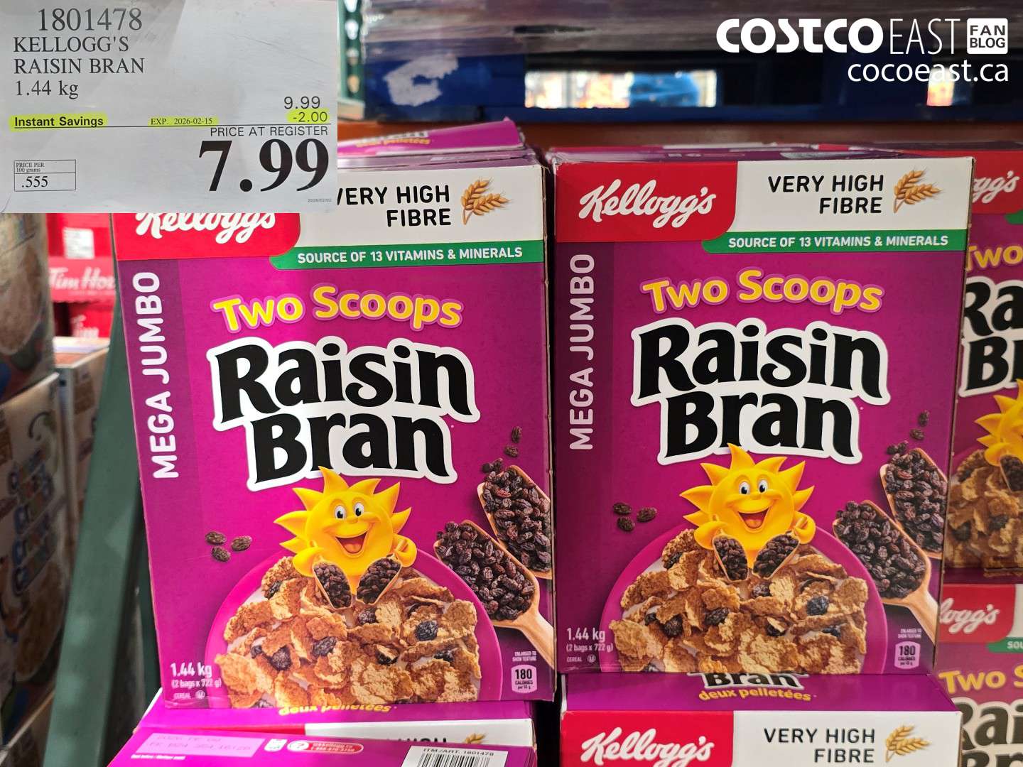 1801478 KELLOGG'S RAISIN BRAN 1.45 kg ($2.00 INSTANT SAVINGS EXPIRES ON 2026-02-15) $7.99