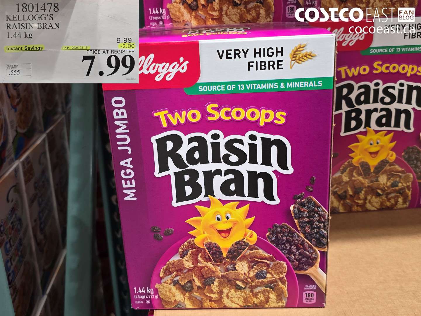 1801478 KELLOGG'S RAISIN BRAN 1.45 kg ($2.00 INSTANT SAVINGS EXPIRES ON 2026-02-15) $7.99