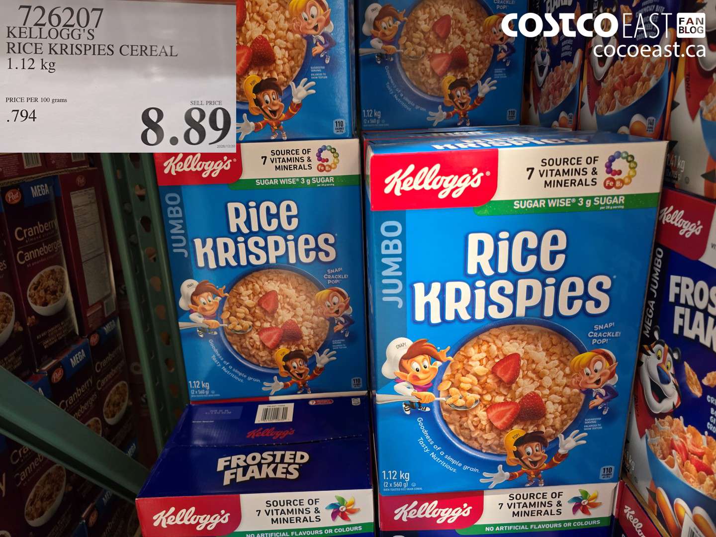 726207 KELLOGG'S RICE KRISPIES CEREAL 1.12 kg $8.89