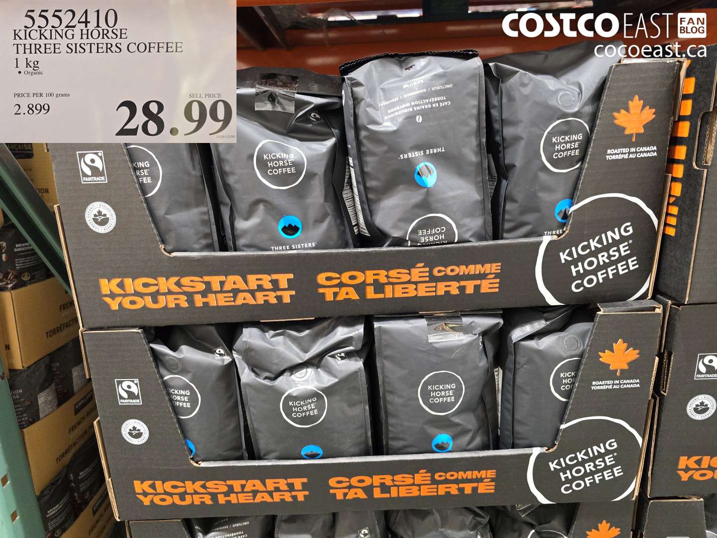 5552410 KICKING HORSE THREE SISTERS COFFEE 1 KG $28.99