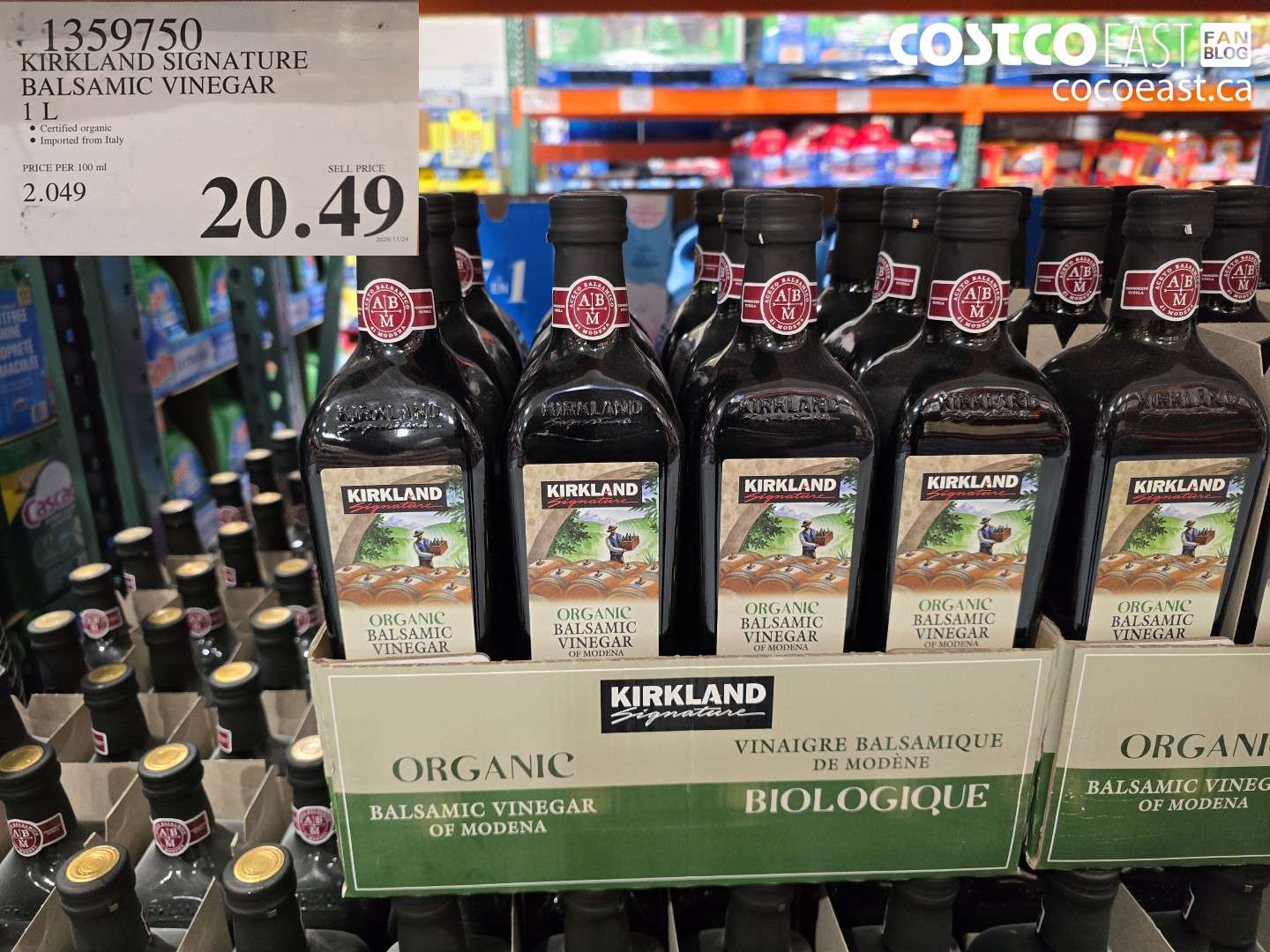 1359750 KIRKLAND SIGNATURE BALSAMIC VINEGAR 1 L $20.49