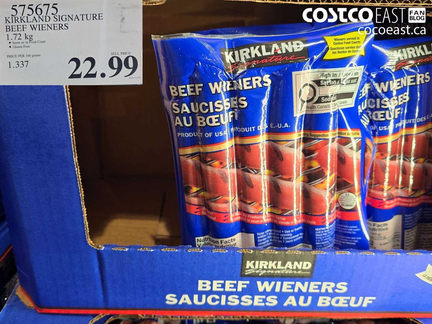 575675 KIRKLAND SIGNATURE BEEF WIENERS 1.72 KG $22.99
