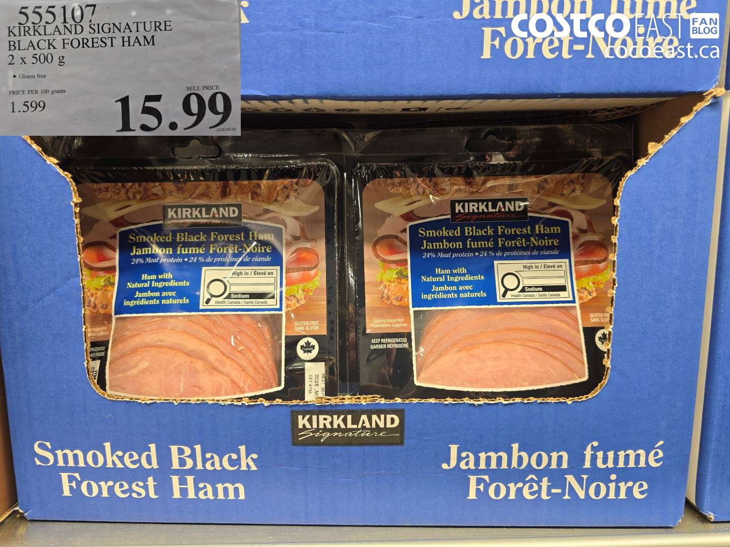 5555107 KIRKLAND SIGNATURE BLACK FOREST HAM 2 X 500 G $15.99