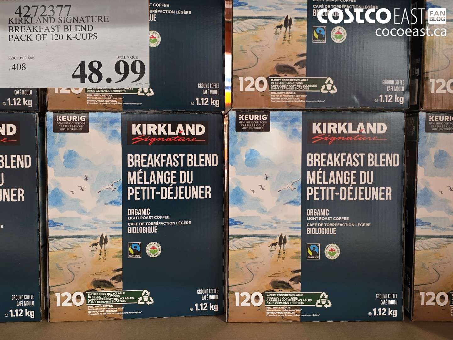 4272377 KIRKLAND SIGNATURE BREAKFAST BLEND PACK OF 120 K-CUPS $48.99