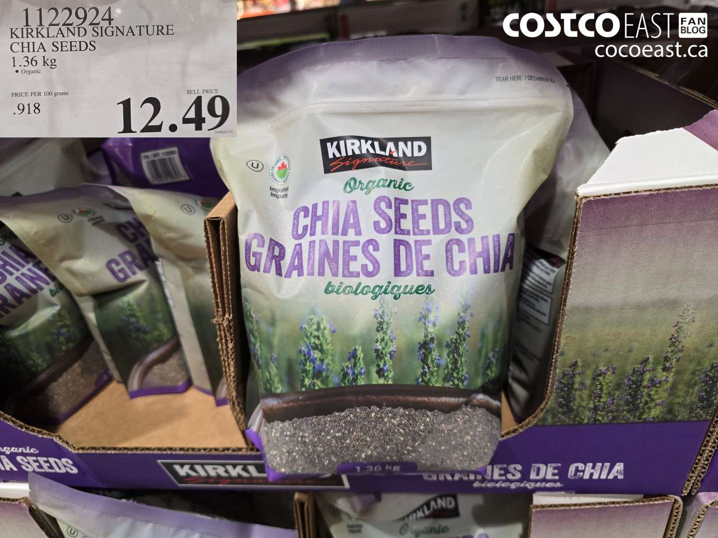 1122924 KIRKLAND SIGNATURE CHIA SEEDS 1.36 kg $12.49
