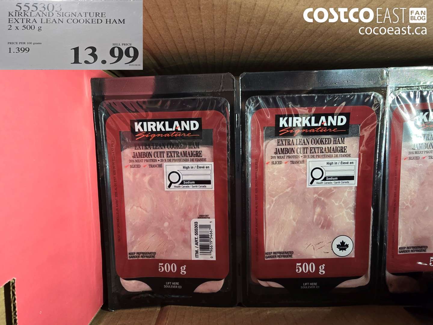 553503 KIRKLAND SIGNATURE EXTRA LEAN COOKED HAM 2 X 500 G $13.99