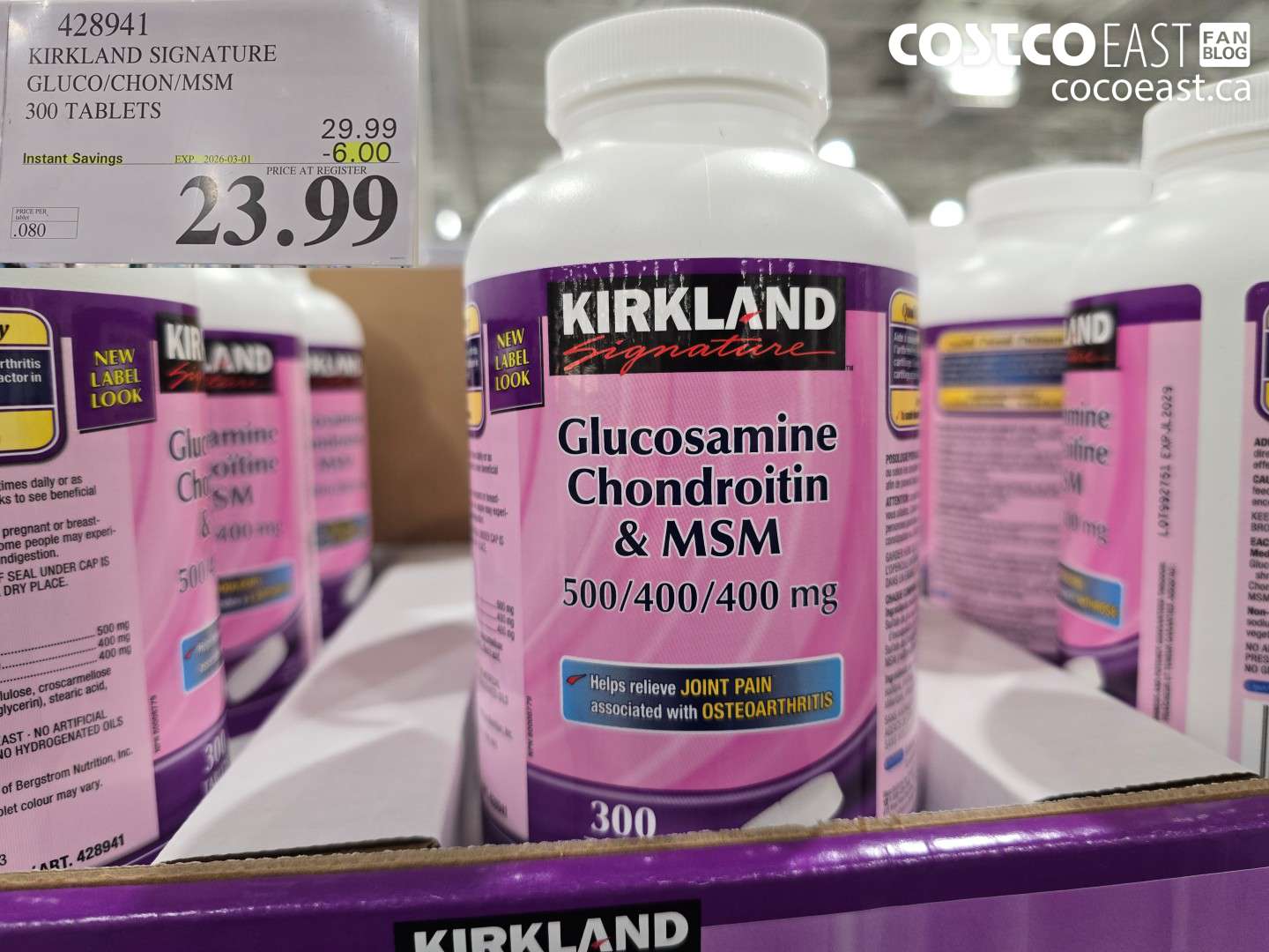 428941 KIRKLAND SIGNATURE GLUCO/CHON/MSM 300 TABLETS ($6.00 INSTANT SAVINGS EXPIRES ON 2026-03-01) $23.99