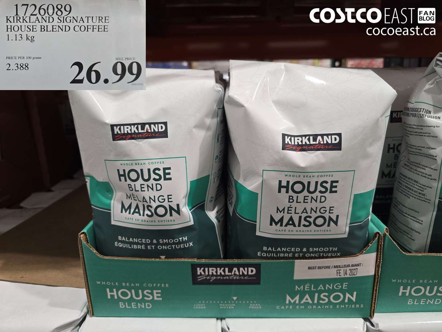 1726089 KIRKLAND SIGNATURE HOUSE BLEND COFFEE 1.13 kg $26.99