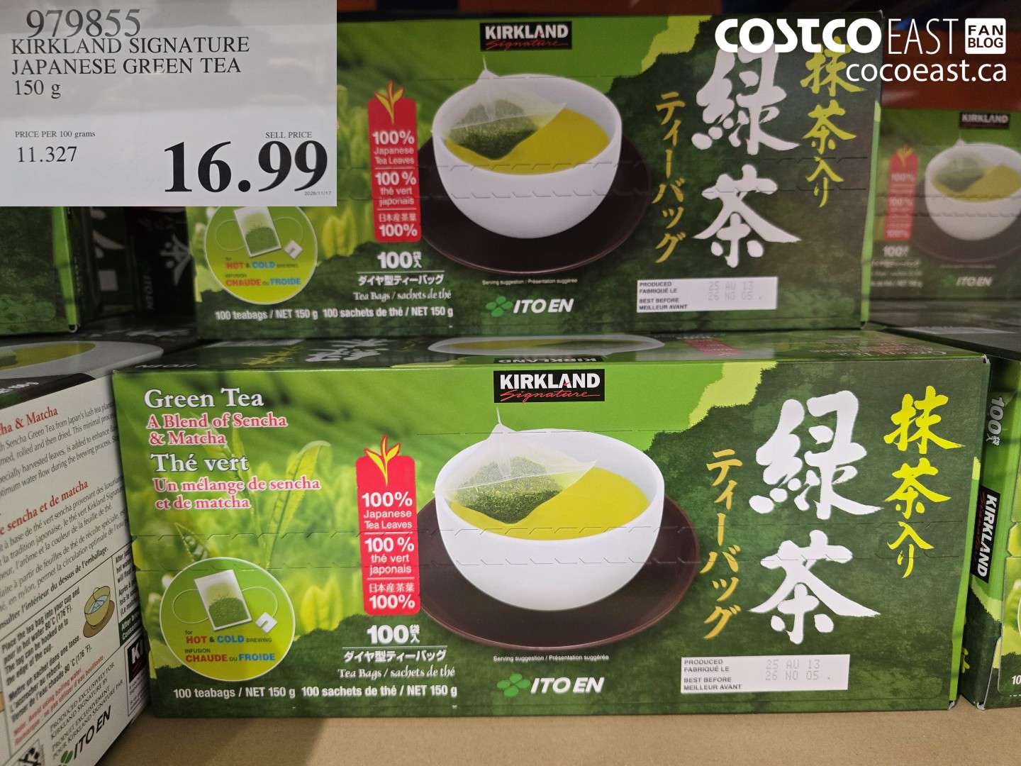 979855 KIRKLAND SIGNATURE JAPANESE GREEN TEA 150 g $16.99