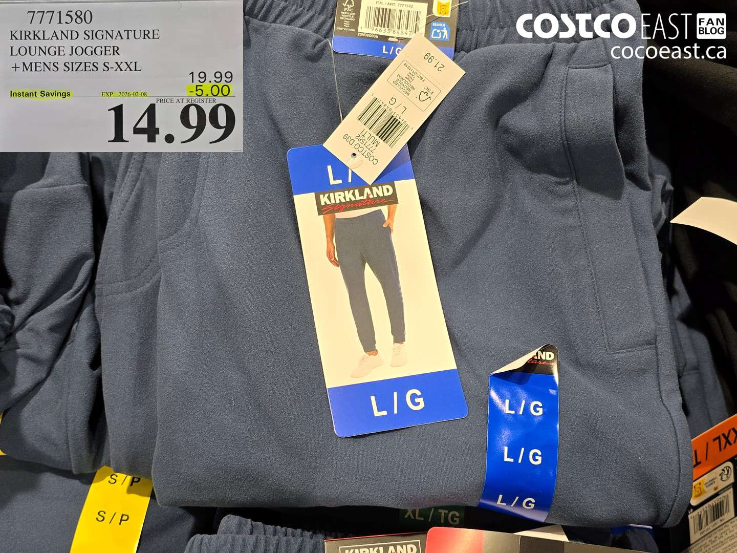 7771580 KIRKLAND SIGNATURE LOUNGE JOGGER +MENS SIZES S-XXL ($5.00 INSTANT SAVINGS EXPIRES ON 2026-02-08) $14.99