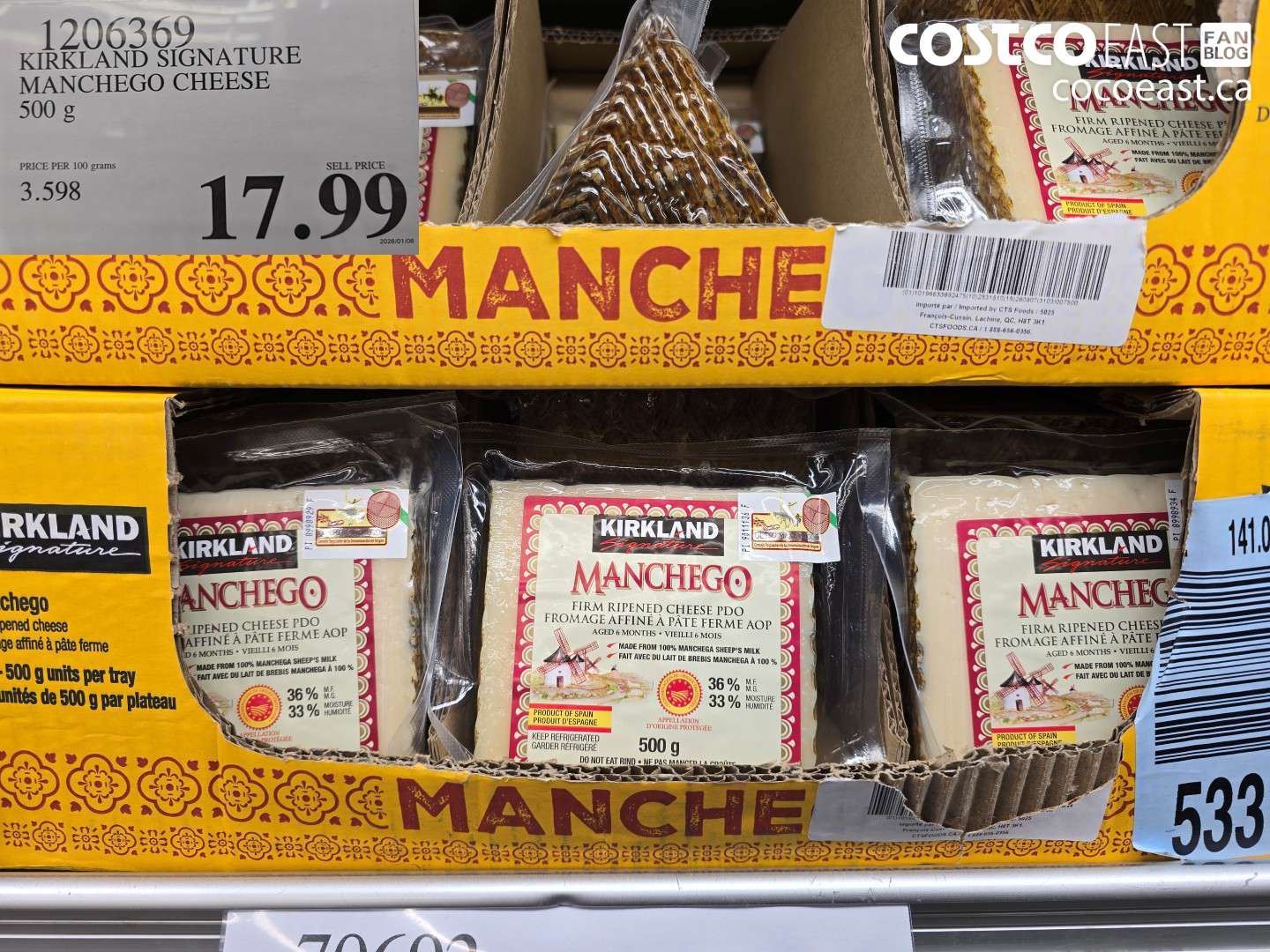 1206369 KIRKLAND SIGNATURE MANCHEGO CHEESE 500 G $17.99
