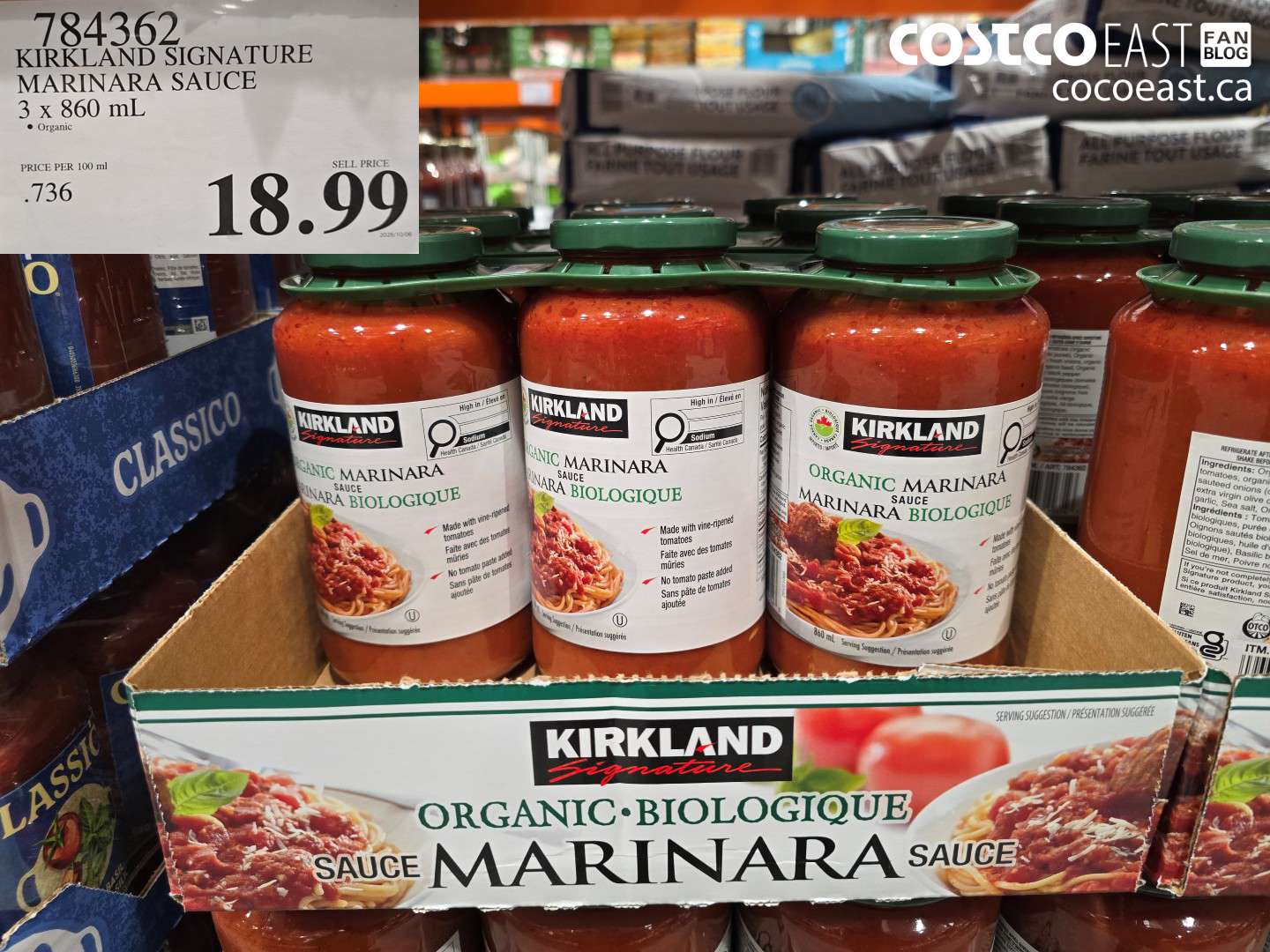 784362 KIRKLAND SIGNATURE MARINARA SAUCE 3 x 860 mL $18.99