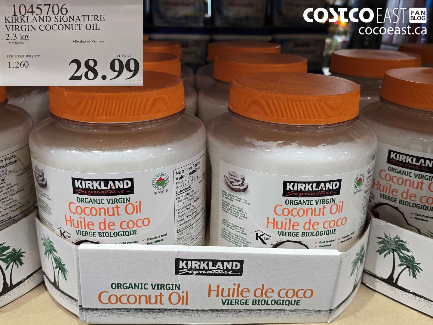 1045706 KIRKLAND SIGNATURE ORGANIC COCONUT OIL 2.3 KG $28.99