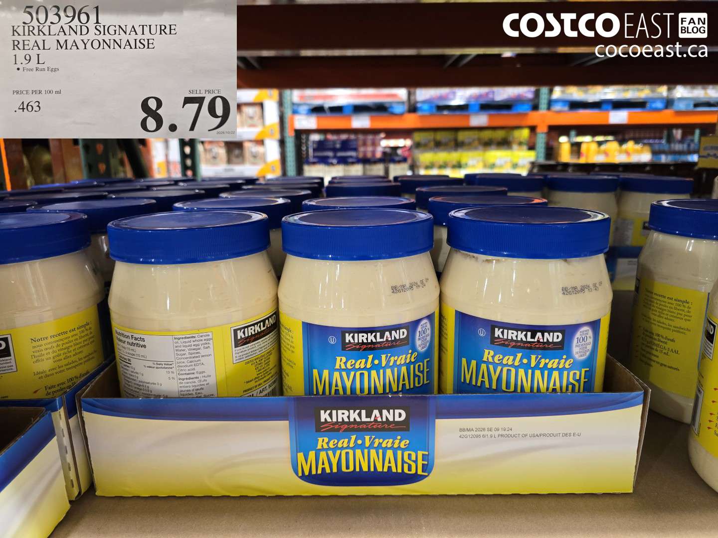 503961 KIRKLAND SIGNATURE REAL MAYONNAISE 1.9 L $8.79