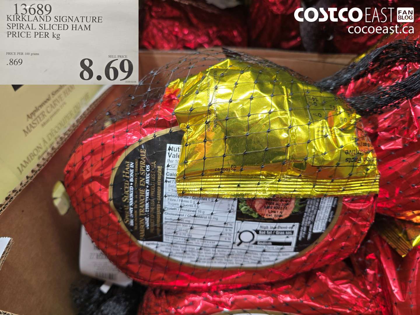 13689 KIRKLAND SIGNATURE SPIRAL SLICED HAM $8.69