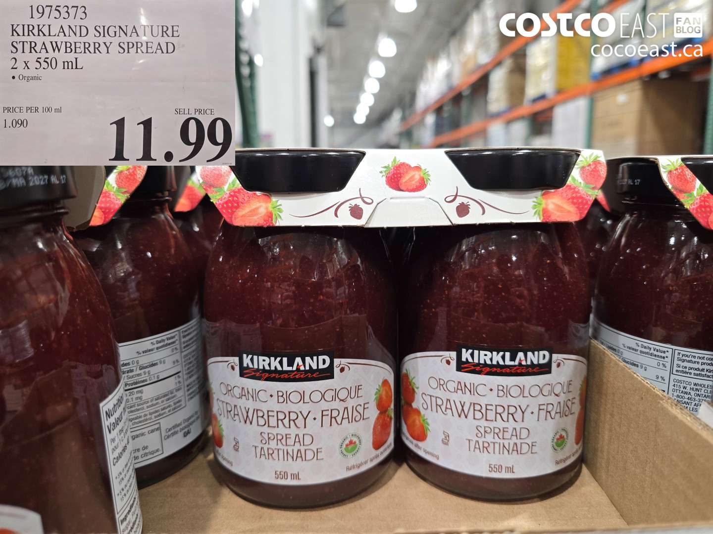 1975373 KIRKLAND SIGNATURE STRAWBERRY SPREAD 2 x 550 mL $11.99