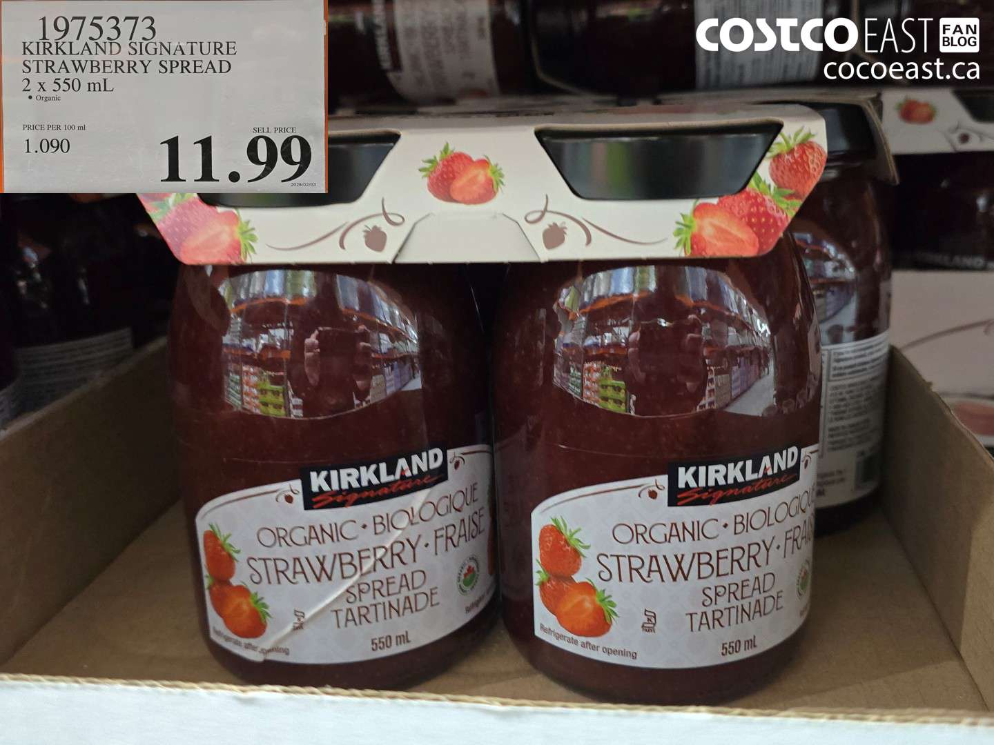1975373 KIRKLAND SIGNATURE STRAWBERRY SPREAD 2 x 550 mL $11.99