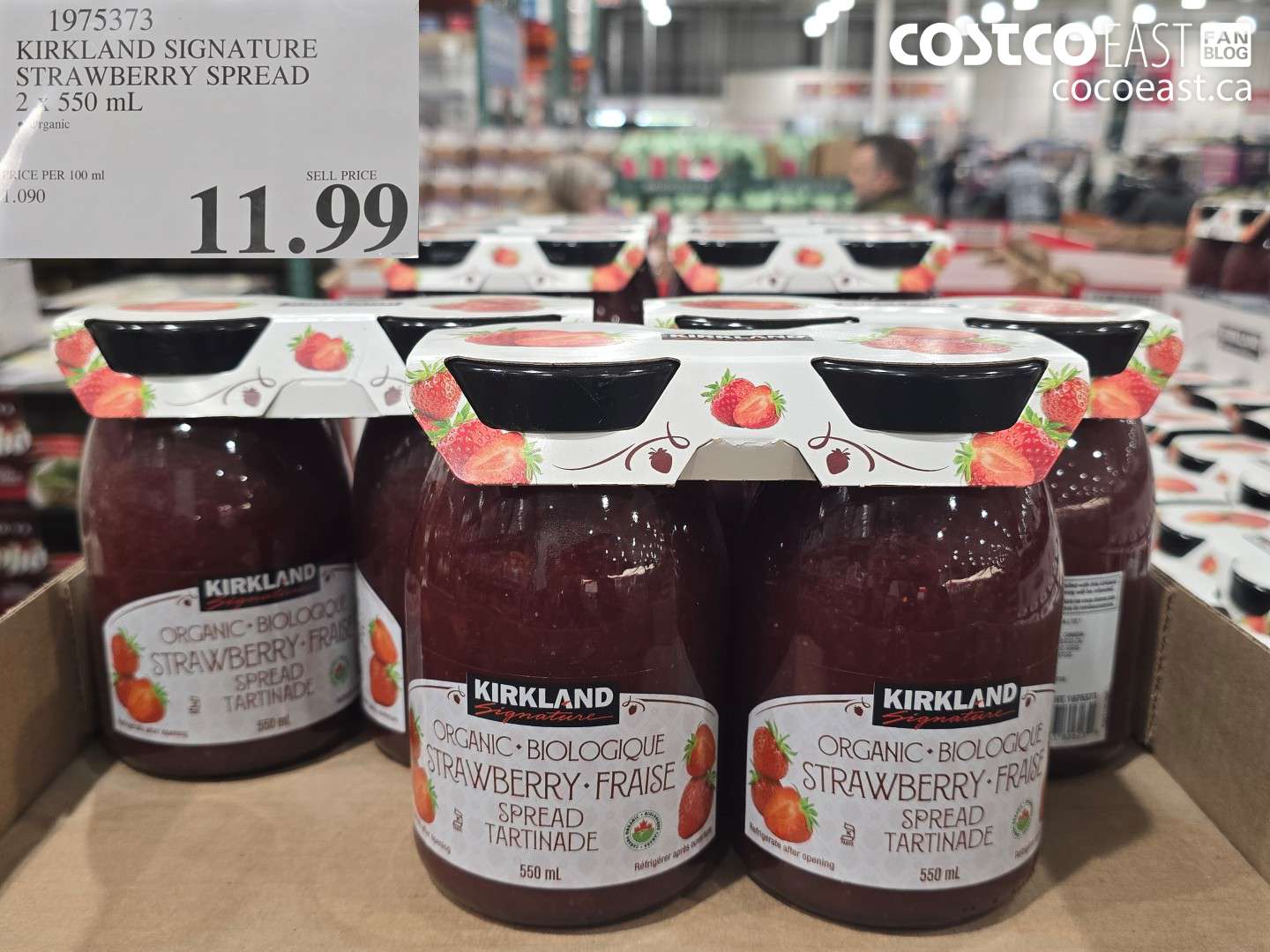 1975373 KIRKLAND SIGNATURE STRAWBERRY SPREAD 2 x 550 ml Organic $11.99