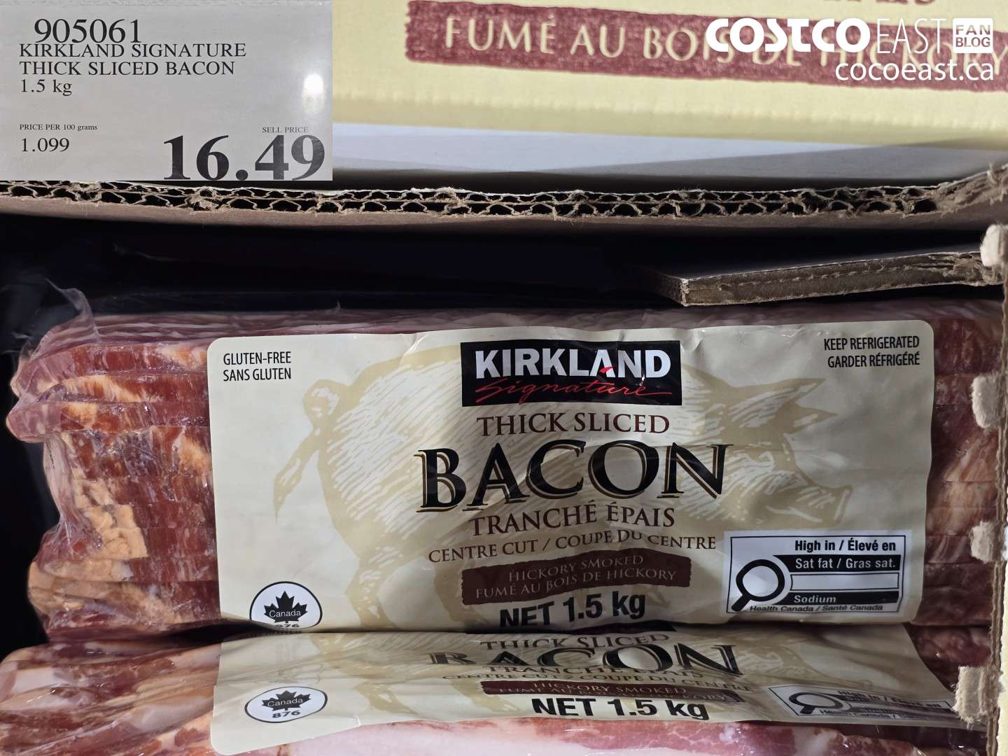 905061 KIRKLAND SIGNATURE THICK SLICED BACON 1.5 KG $16.49