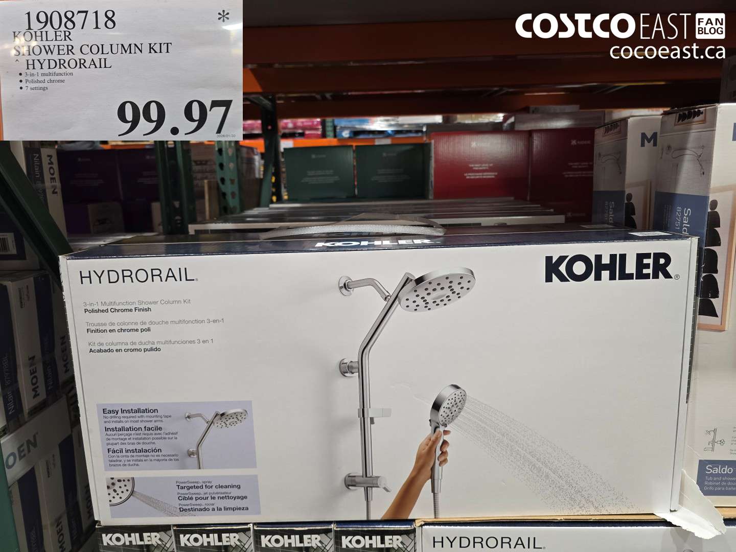 1908718 KOHLER SHOWER COLUMN KIT HYDRORAIL $99.97