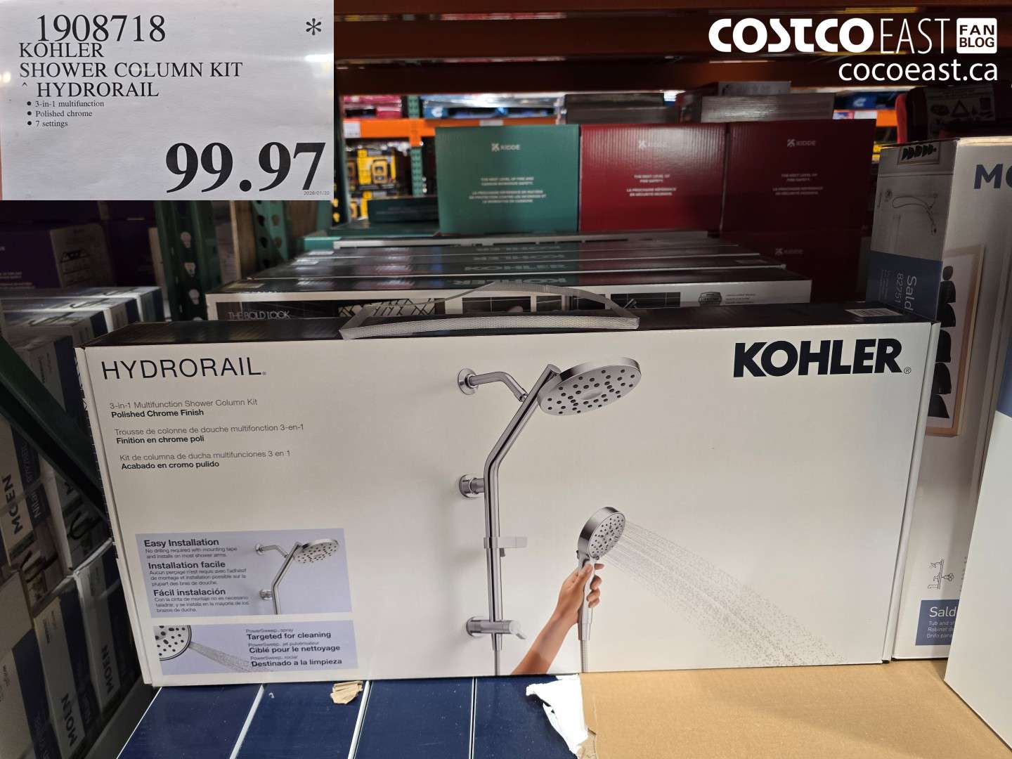 1908718 KOHLER SHOWER COLUMN KIT HYDRORAIL $99.97